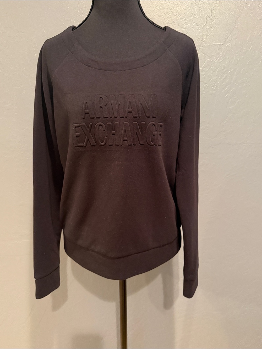 Armani Exchange Black Embossed Logo Pullover